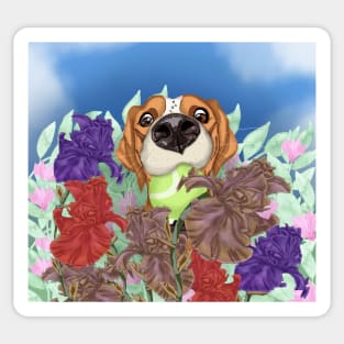 A dog on a flower field. Sticker